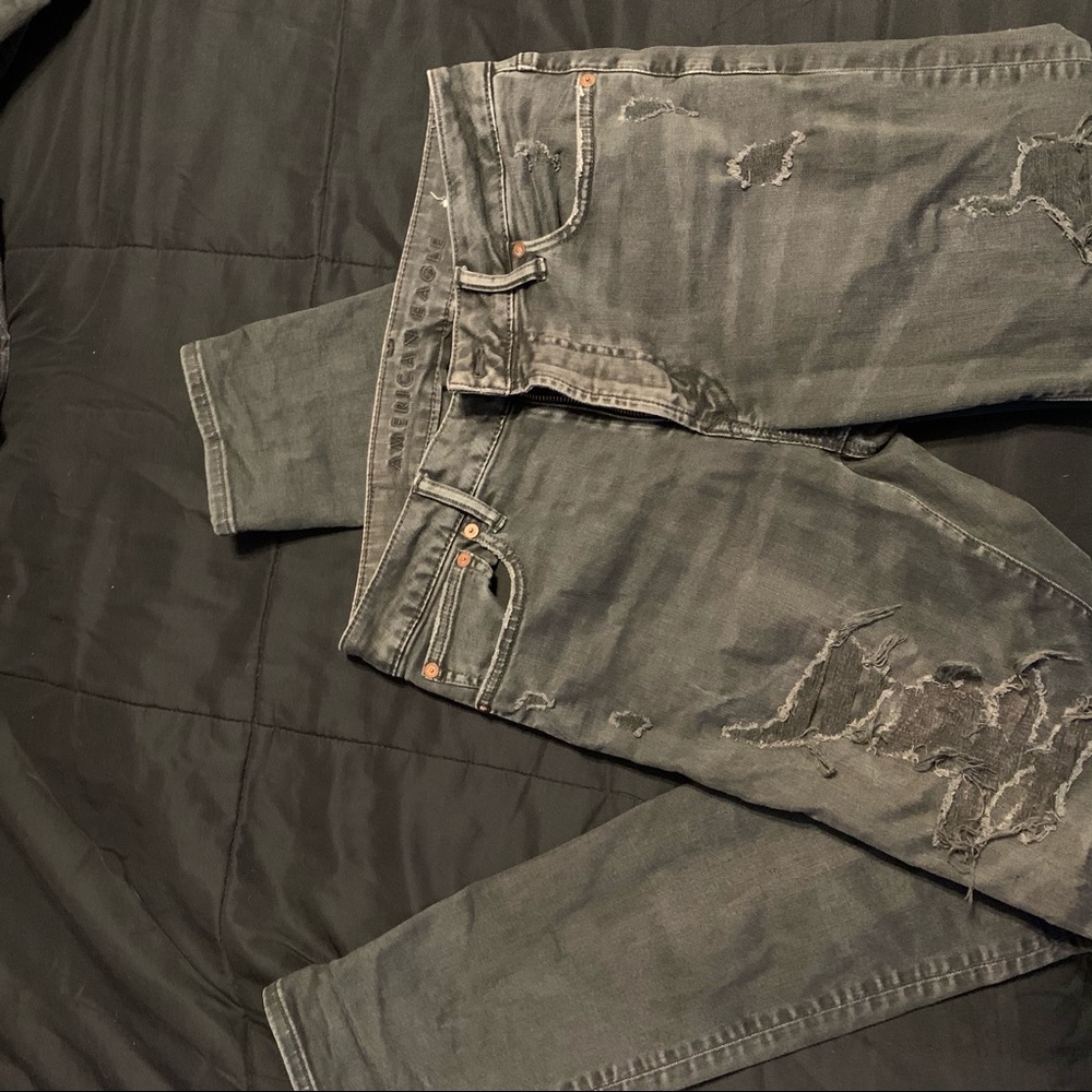 american eagle mens distressed black skinny jeans